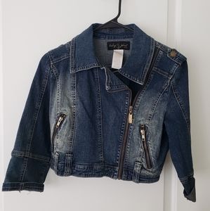 Baby Phat Cropped Denim Jacket Size L, Dark Wash